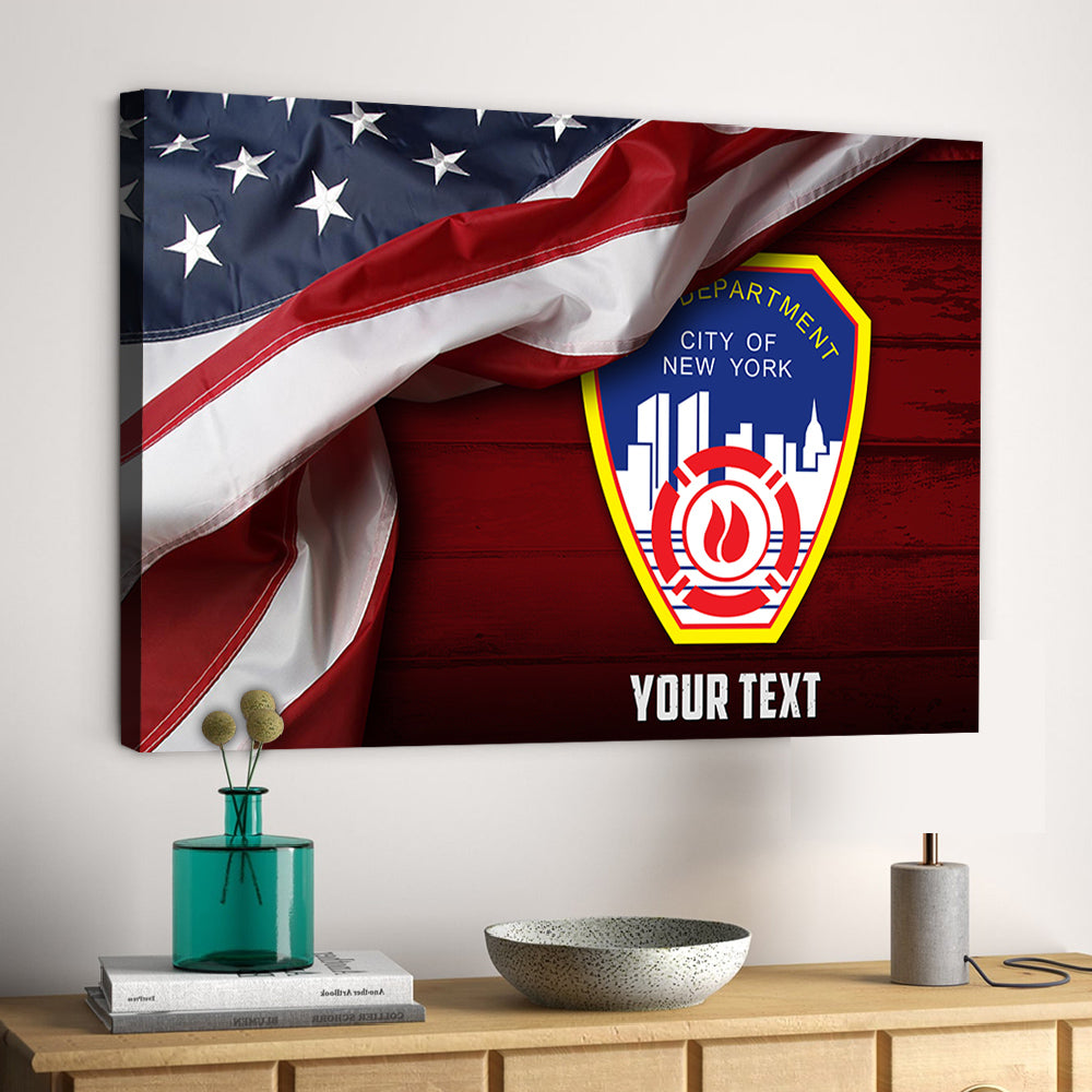 Personalized Canvas For Firefighter Custom Logo Thin Red Line Fireman K1702