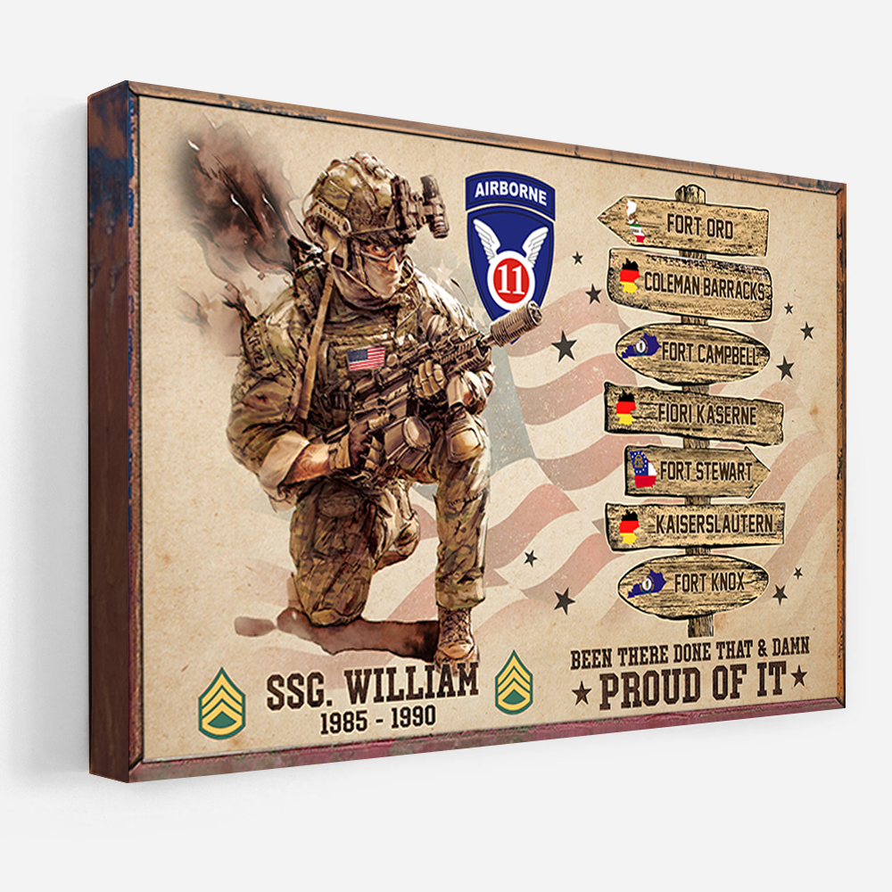 Personalized Canvas Poster US Military World Tour Gift For Veteran K1702