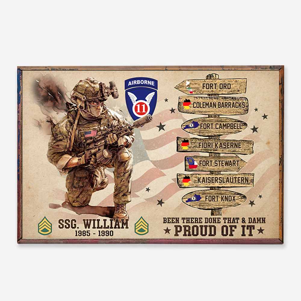 Personalized Canvas Poster US Military World Tour Gift For Veteran K1702