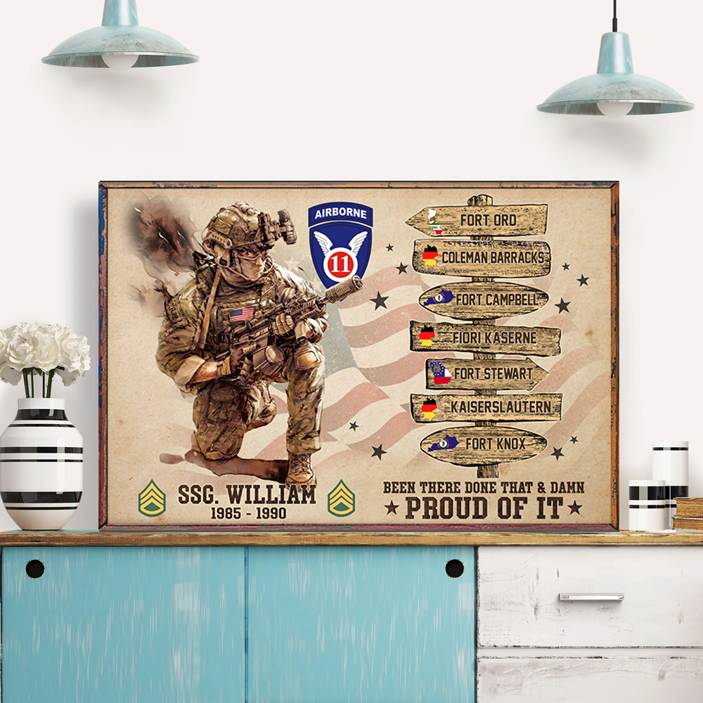 Personalized Canvas Poster US Military World Tour Gift For Veteran K1702