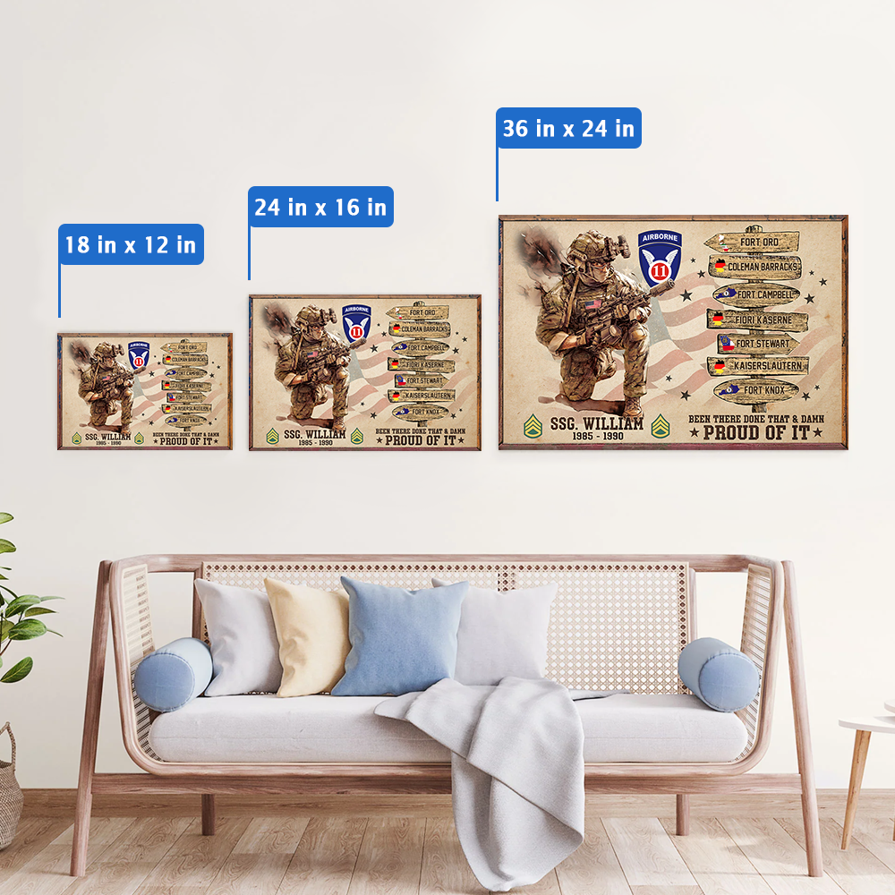 Personalized Canvas Poster US Military World Tour Gift For Veteran K1702