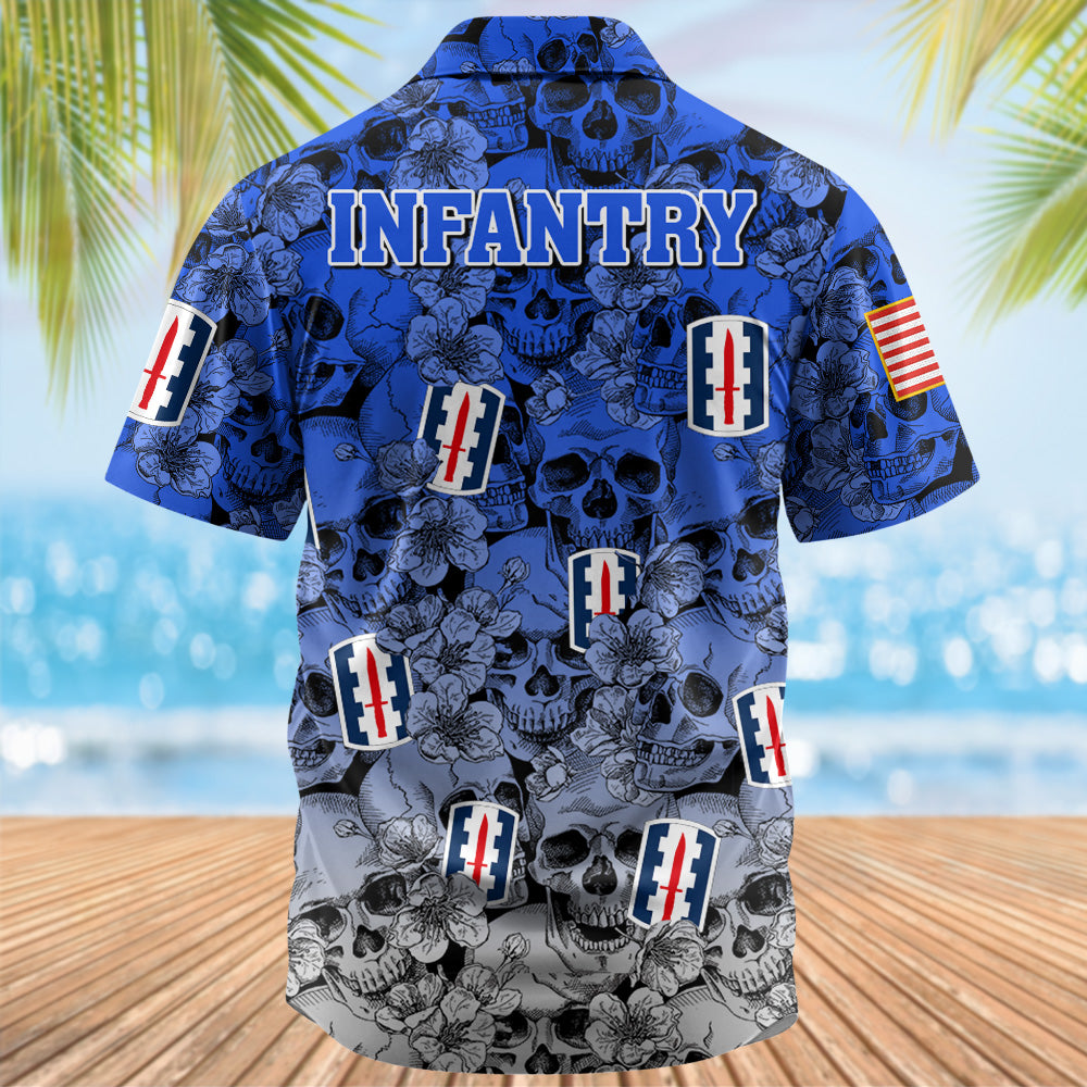 Custom Hawaiian Shirt Military Division Gift For Veterans Custom All Military Branches Skull Hawaiian Shirt  K1702 Trhn