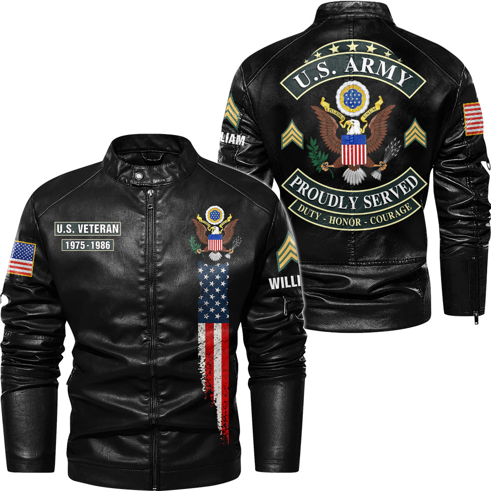 Customized Proudly Served U.S Military Veteran Leather Jacket Gift For US Military Veteran K1702 Trhn