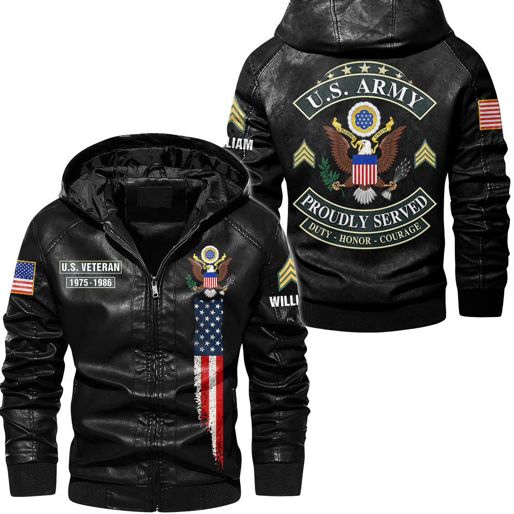 Customized Proudly Served U.S Military Veteran Leather Jacket Gift For US Military Veteran K1702 Trhn