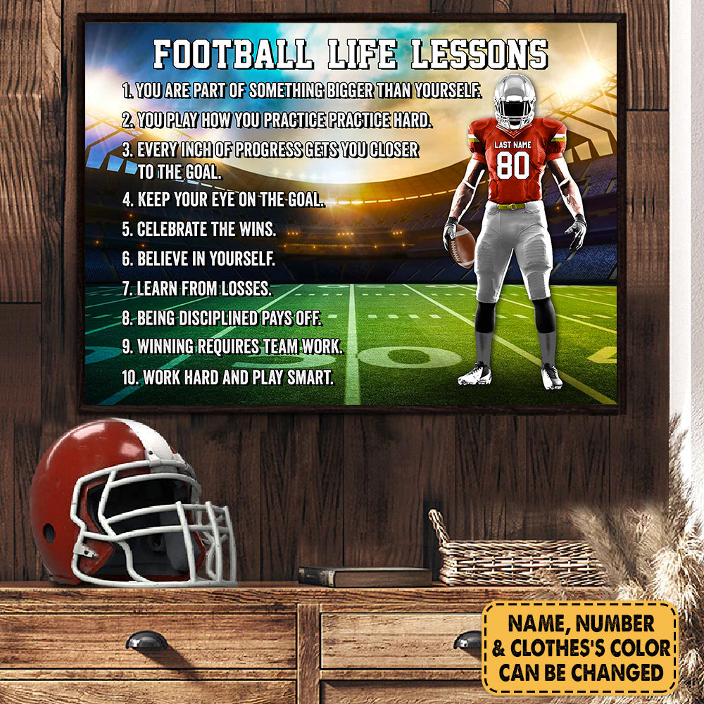 Football Life Lessons Custom Poster Canvas Gift For Football Player - Personalized Gifts For Football Lovers K1702