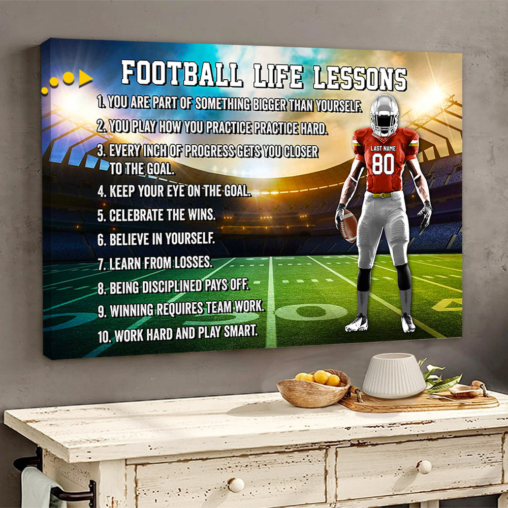 Football Life Lessons Custom Poster Canvas Gift For Football Player - Personalized Gifts For Football Lovers K1702