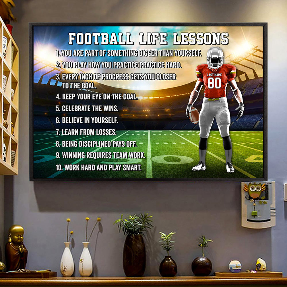 Football Life Lessons Custom Poster Canvas Gift For Football Player - Personalized Gifts For Football Lovers K1702