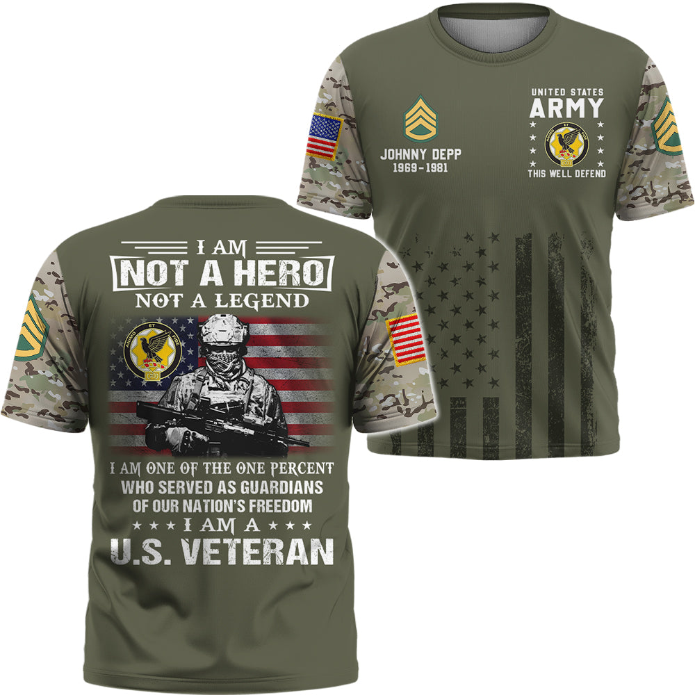 Custom All Over Print Shirt  I Am Not A Hero Not A Legend I Am A US Veteran Camouflage Pattern Gift For Veterans K1702 Trhn