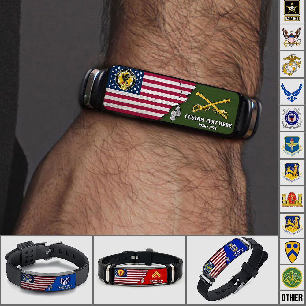 Custom Veteran Bracelet Custom Division Rank All Branches Of Service K1702 Trhn