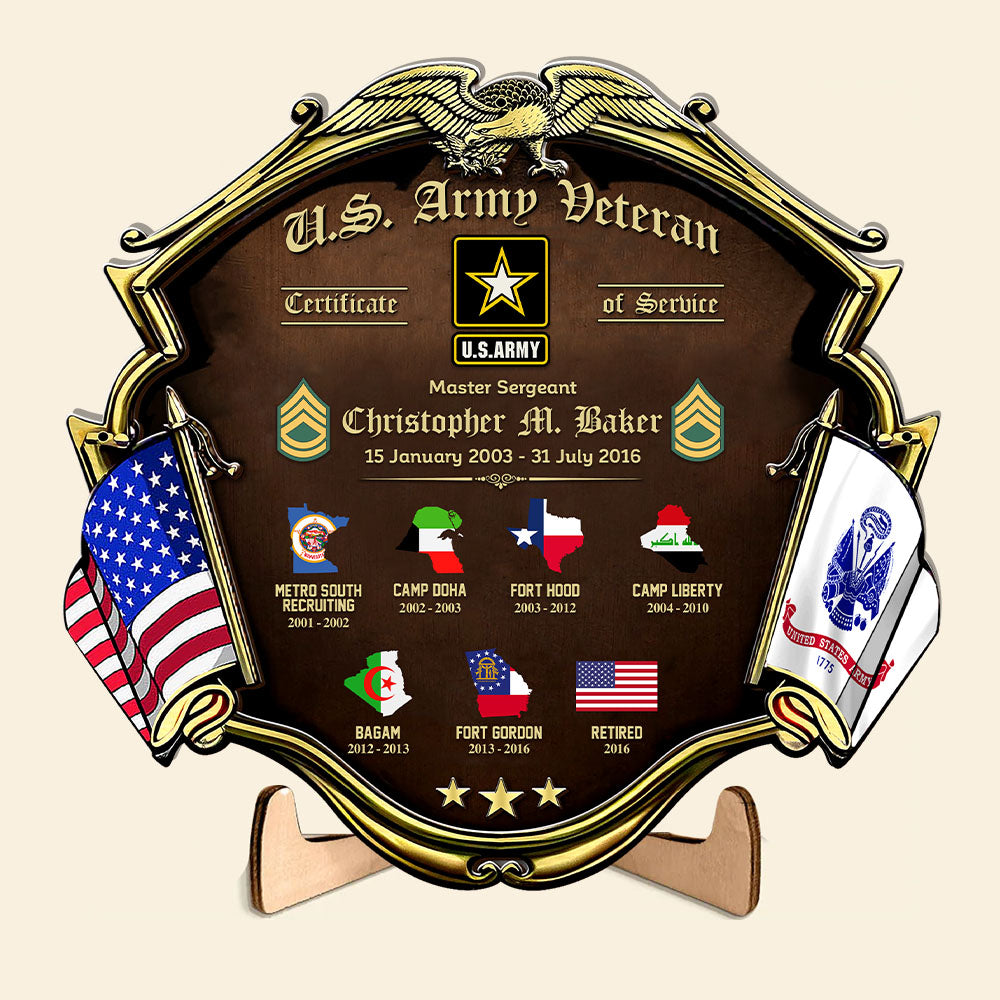 Personalized Wooden Veteran U.S Military World Tour Personalized Gift For Veteran K1702 Trhn