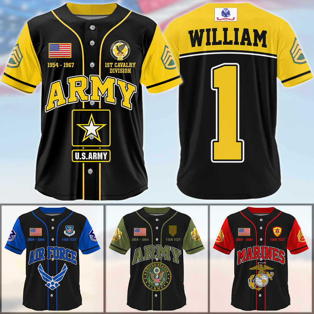 Personalized Military Baseball Jersey – Veteran Gift for Retirement, All Branches & Ranks K1702 Trhn