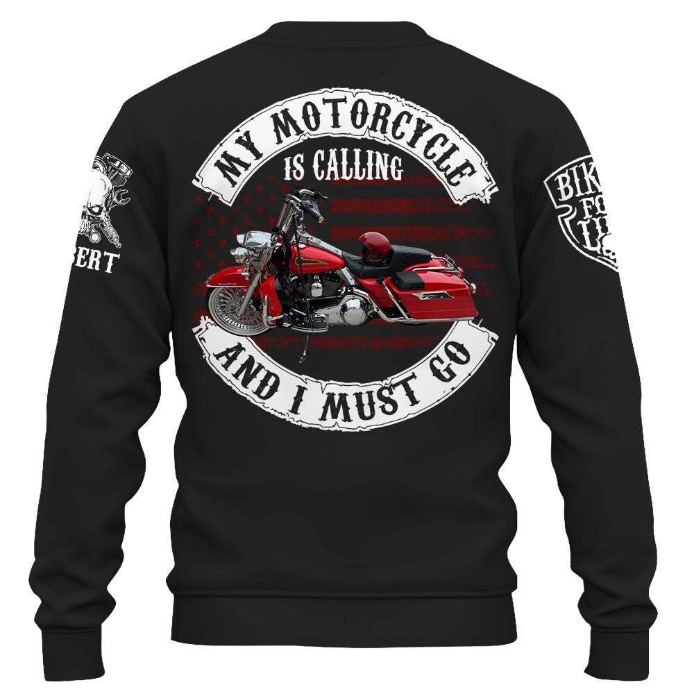 My Motorcycle Is Calling And I Must Go Biker Shirt Personalized Upload Vechicle Photo For Biker K1702 Trhn