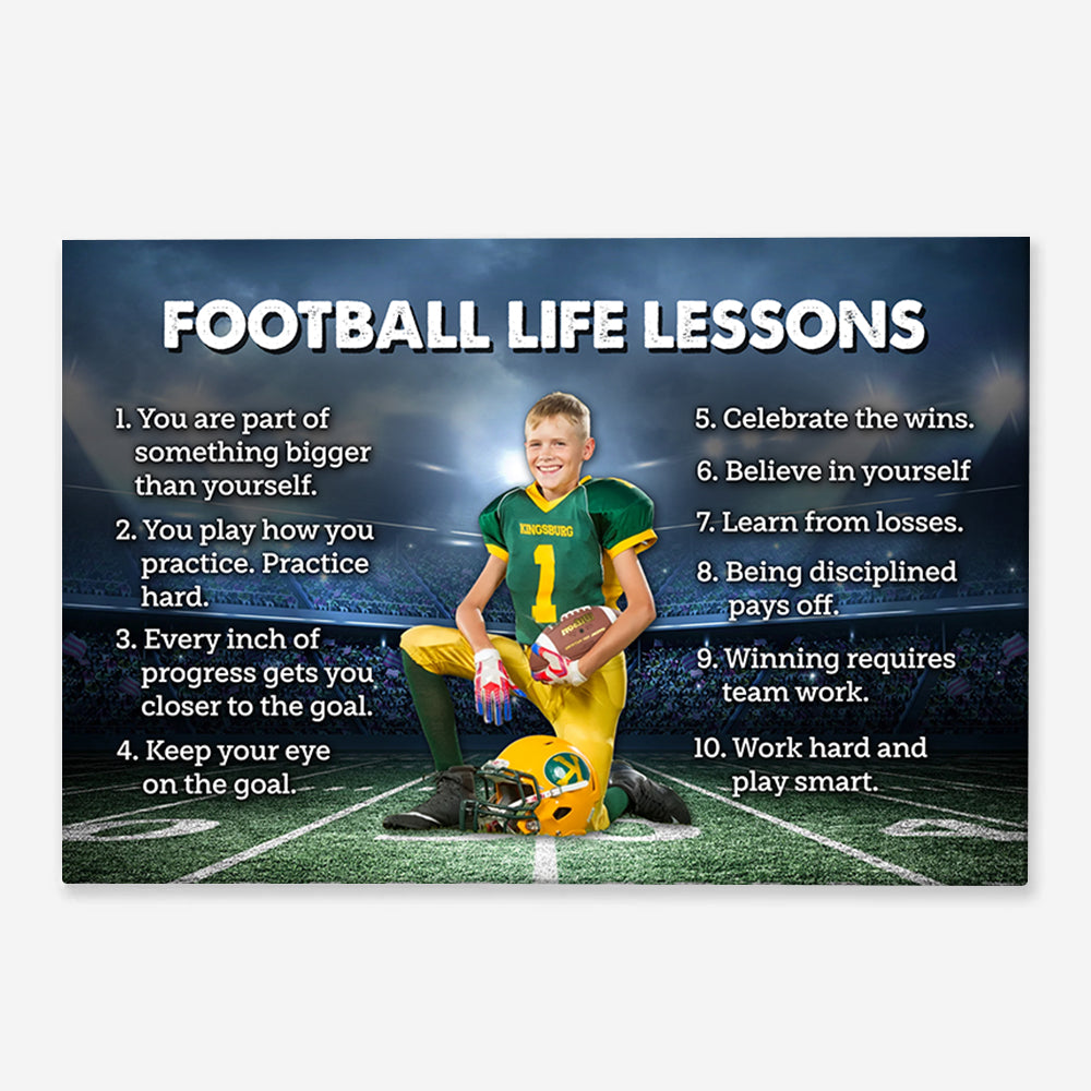 Football Life Lessons Custom Photo Poster Canvas Gift For Football Player - Personalized Gifts For Football Lovers K1702