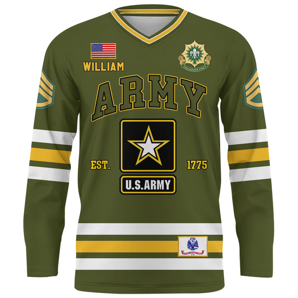 Custom US Military Hockey Jersey All Military Branches Available Gift For Veteran Soldier K1702 Trhn