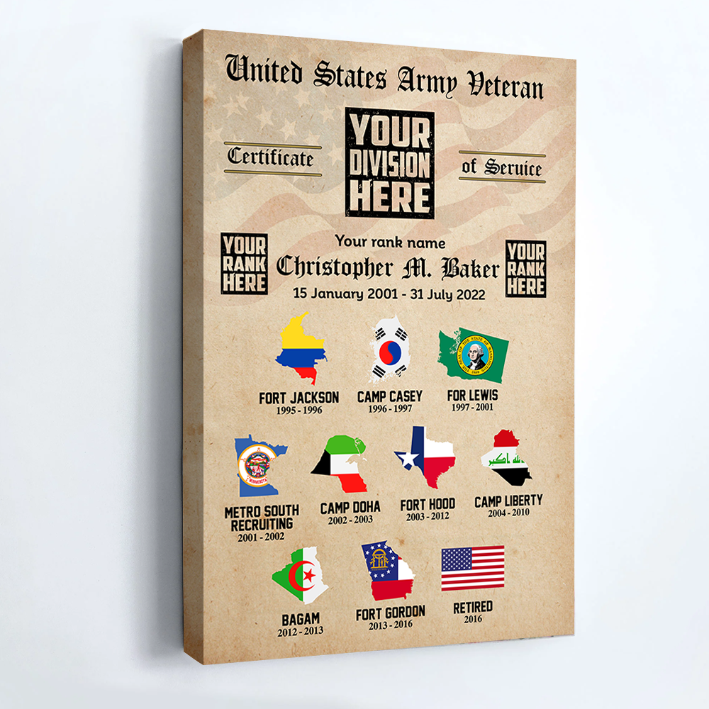 Veteran Custom Poster Canvas U.S Military World Tour Personalized Gift For Veteran K1702