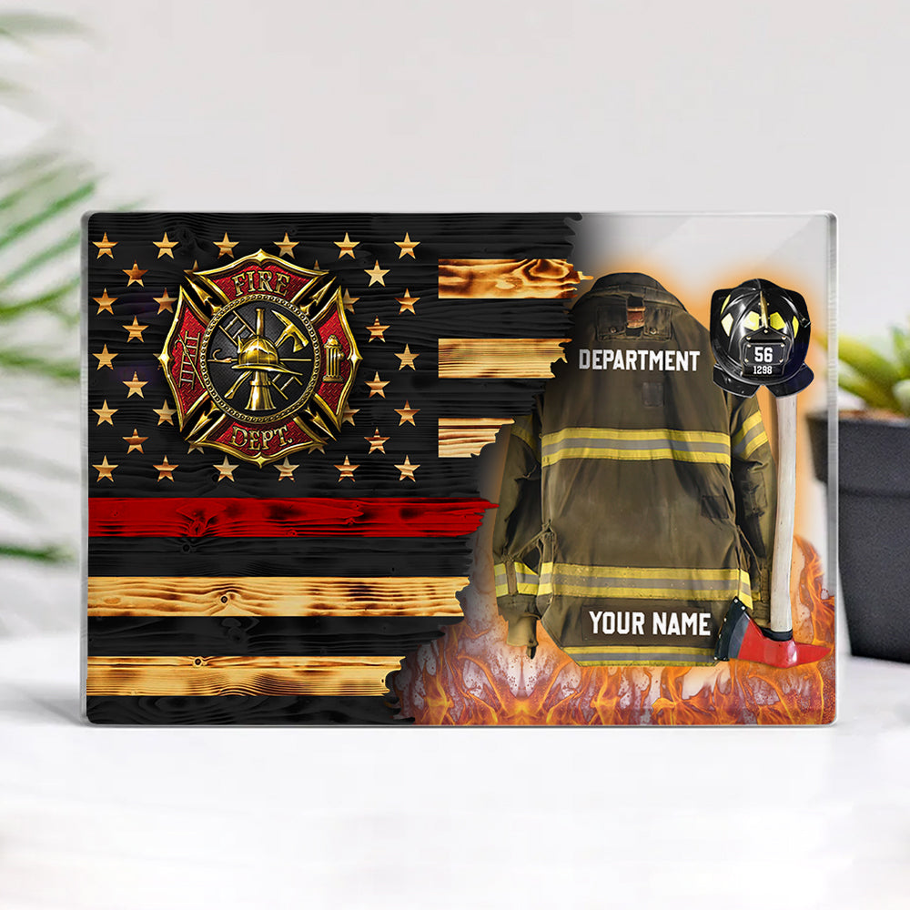 Custom Firefighter Armor Clothes And Helmet Acrylic Plaque Proud Firefighter Acrylic Block K1702 Hv01
