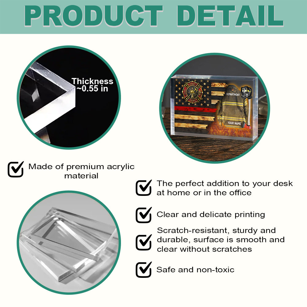 Custom Firefighter Armor Clothes And Helmet Acrylic Plaque Proud Firefighter Acrylic Block K1702 Hv01