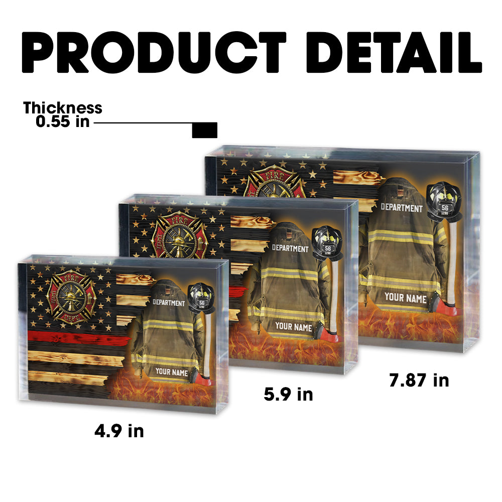 Custom Firefighter Armor Clothes And Helmet Acrylic Plaque Proud Firefighter Acrylic Block K1702 Hv01