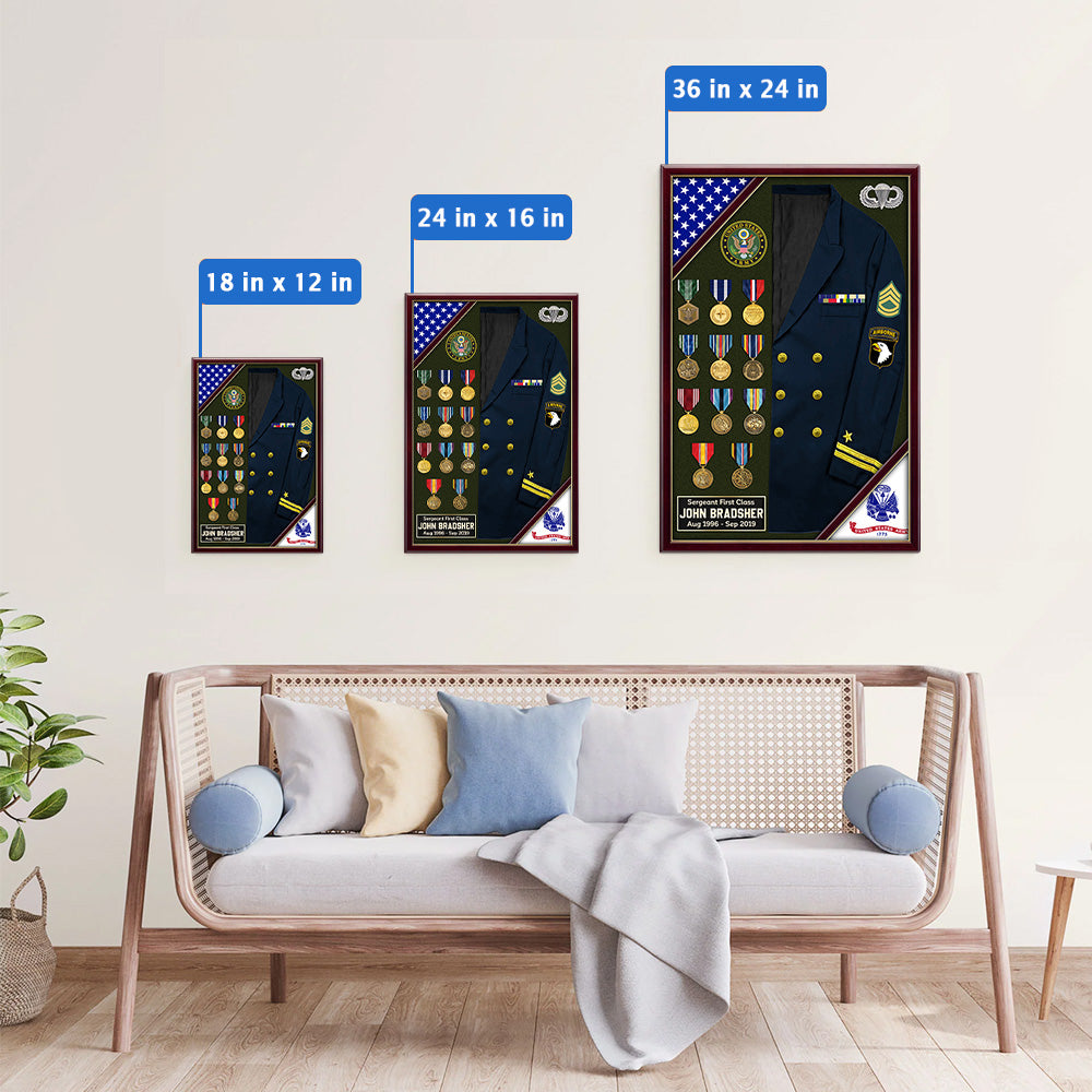 U.S. Military Shadow Boxes Uniform Military Personalized Poster Canvas For Military Veteran K1702 Trhn