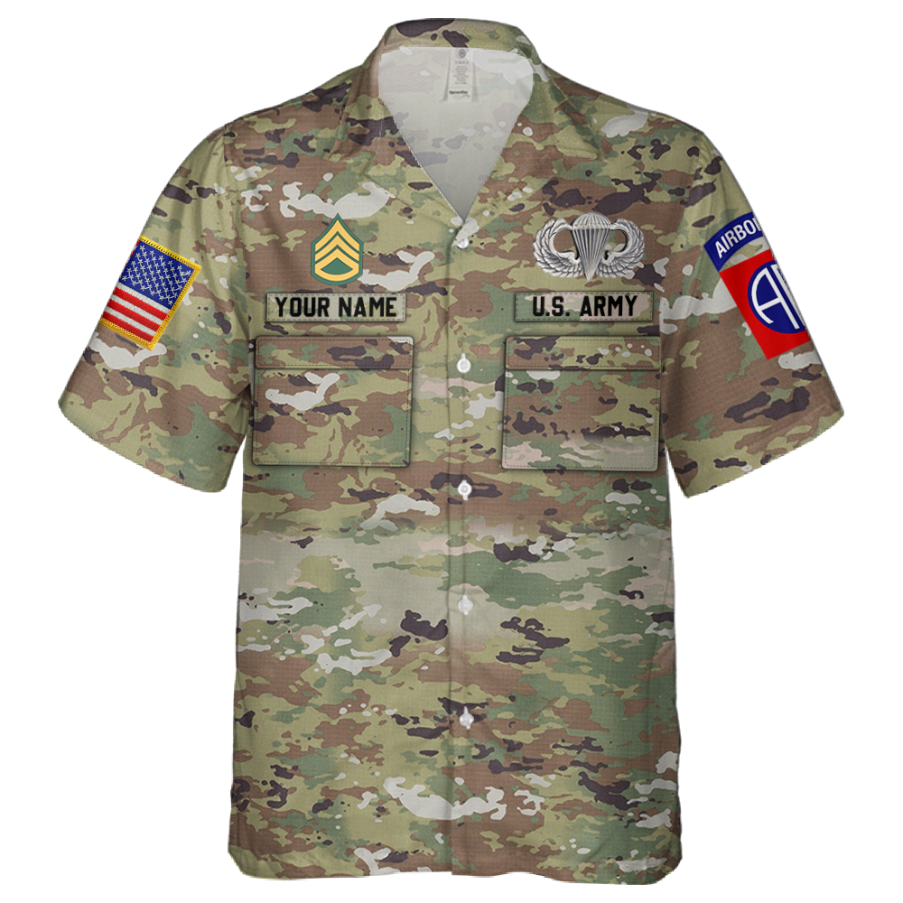 Personalized Hawaiian Shirt Custom Camo Military Division Gift For Veterans Custom All Branches Hawaiian Shirt Gift K1702