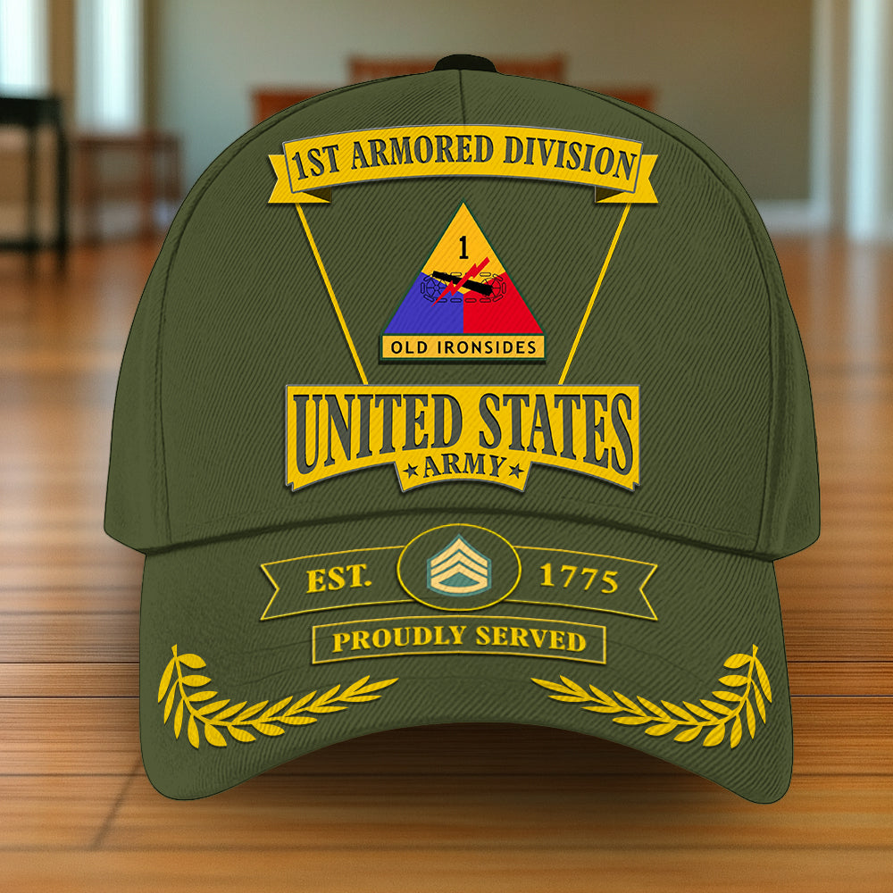 US Military Classic Cap Custom All Branches Rank Division Name For Military Retirement Veteran Dad Grandpa K1702 Trhn