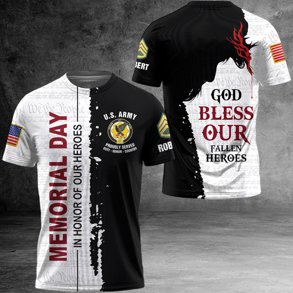 Personalized All Over Print Shirt Memorial Day In Honor Of Our Heroes God Bless Our Fallen Heroes Gift For Veteran K1702 Trhn
