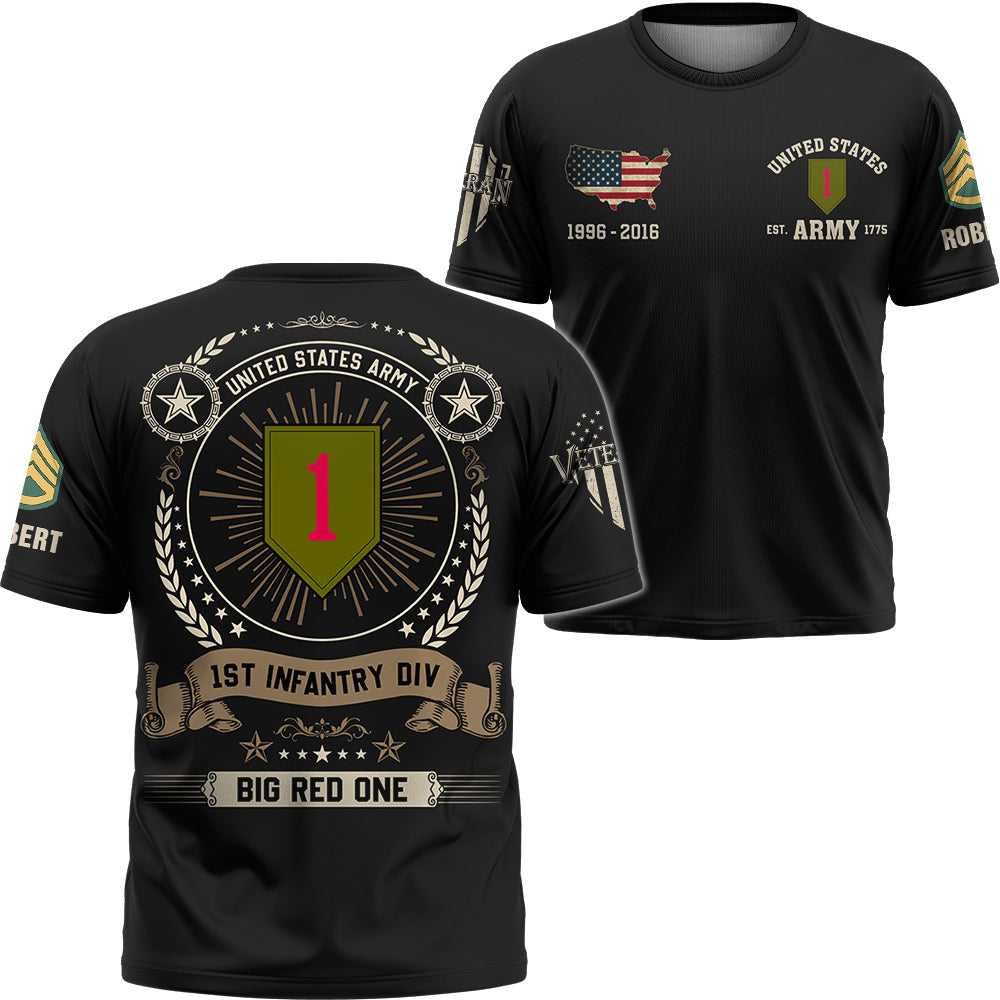 Custom Veteran All Over Print Shirt Available All Military Branches Custom Division Rank Soldier K1702 Trhn