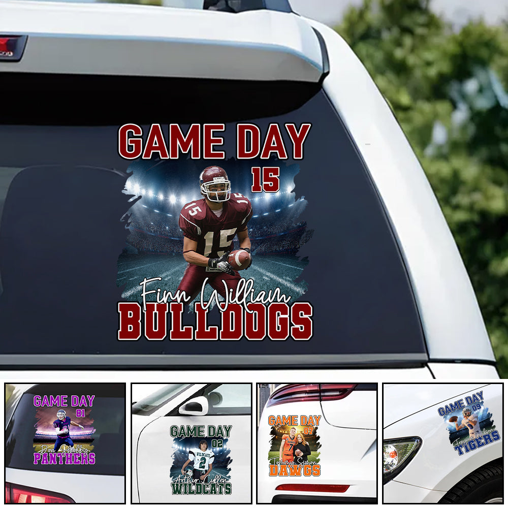 Custom Photo Football Game Day Personalized Car Decal Sticker Custom Team Name K1702