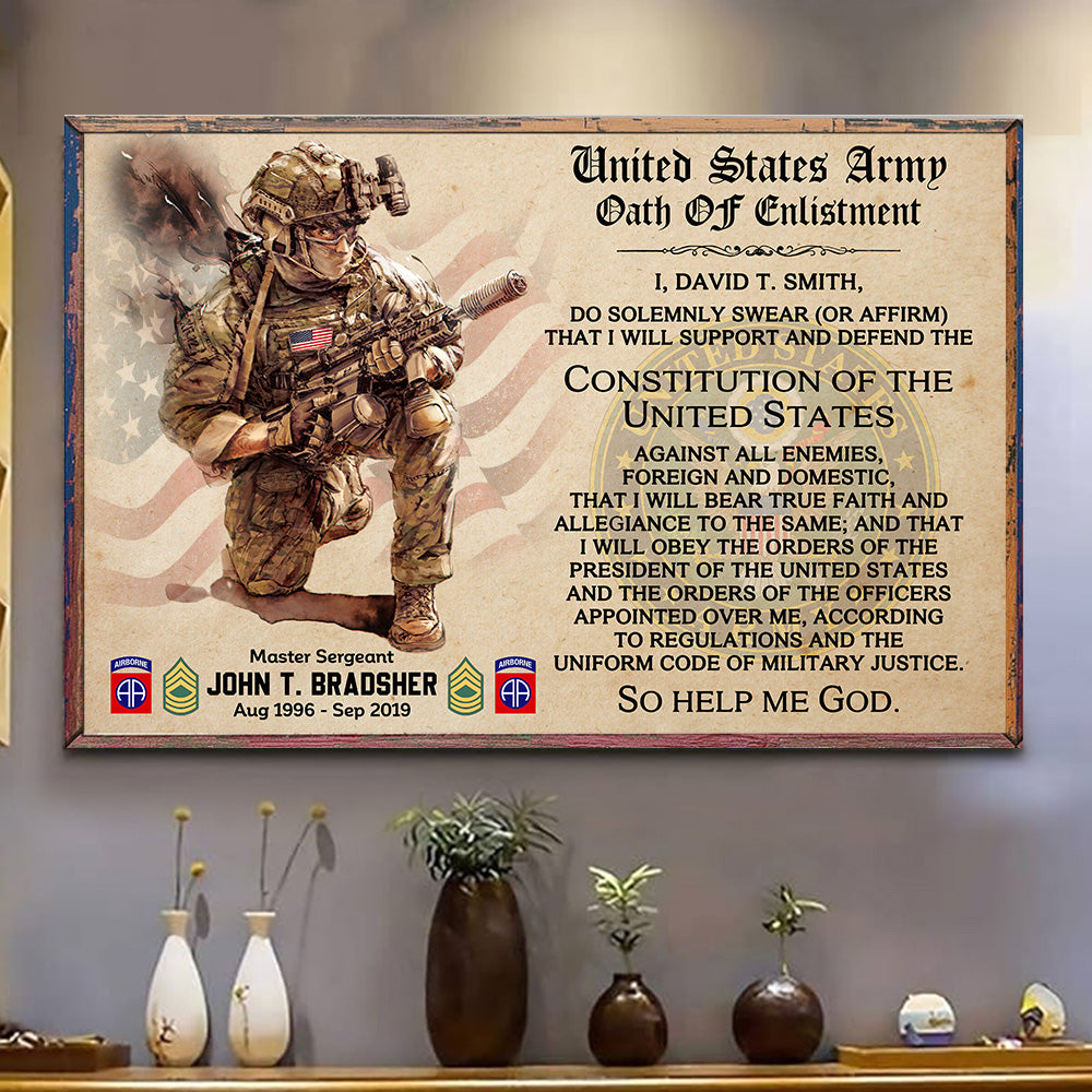 Personalized Canvas And Poster Oath of Enlistment Military Custom All Military Branches Gift For Veteran K1702
