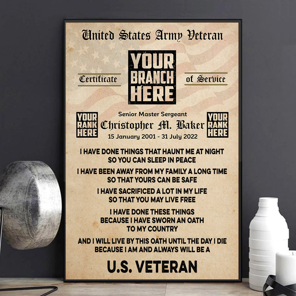 Veteran Custom Poster Canvas I Am And Always Be A U.S. Veteran Personalized Gift For Veteran K1702