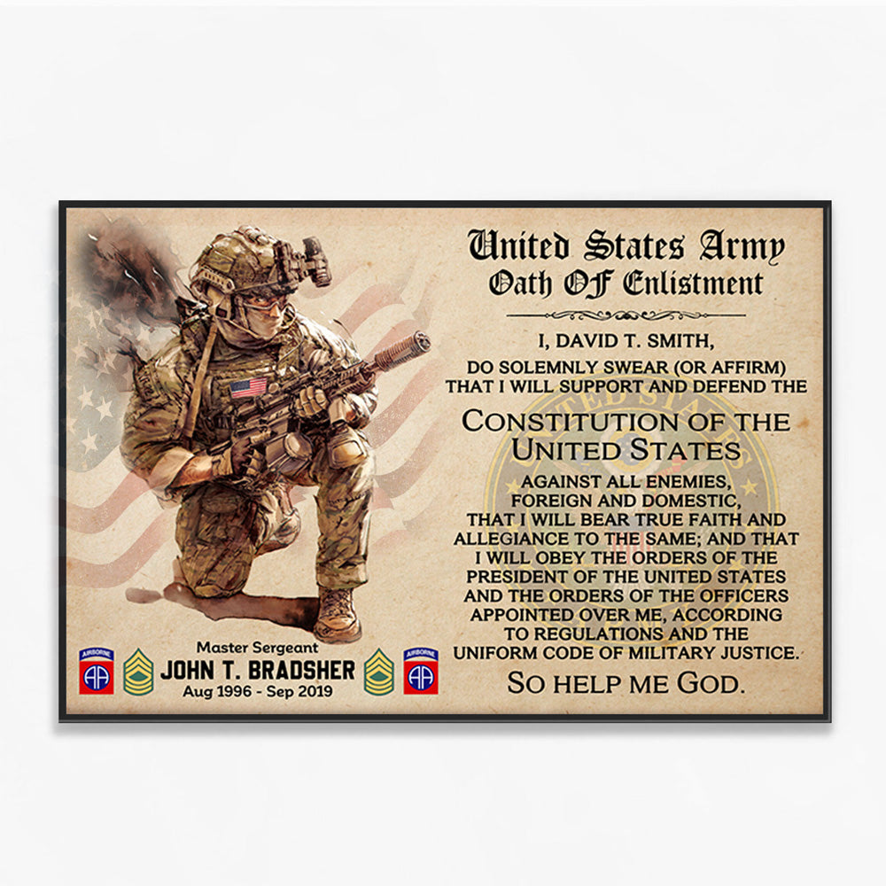 Personalized Canvas And Poster Oath of Enlistment Military Custom All Military Branches Gift For Veteran K1702