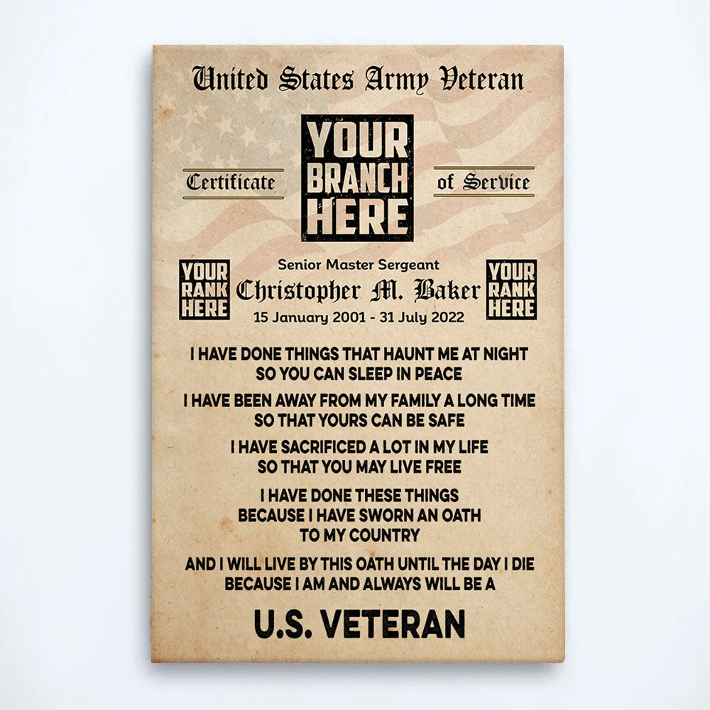 Veteran Custom Poster Canvas I Am And Always Be A U.S. Veteran Personalized Gift For Veteran K1702