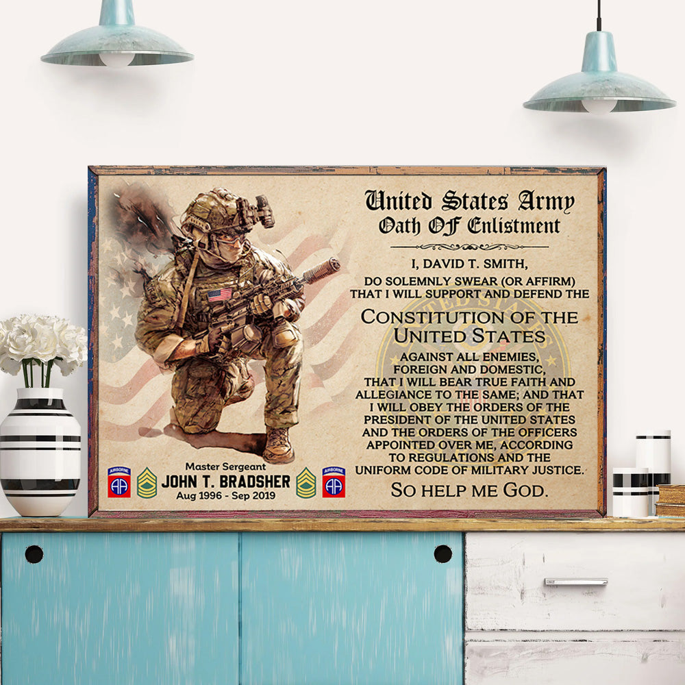 Personalized Canvas And Poster Oath of Enlistment Military Custom All Military Branches Gift For Veteran K1702
