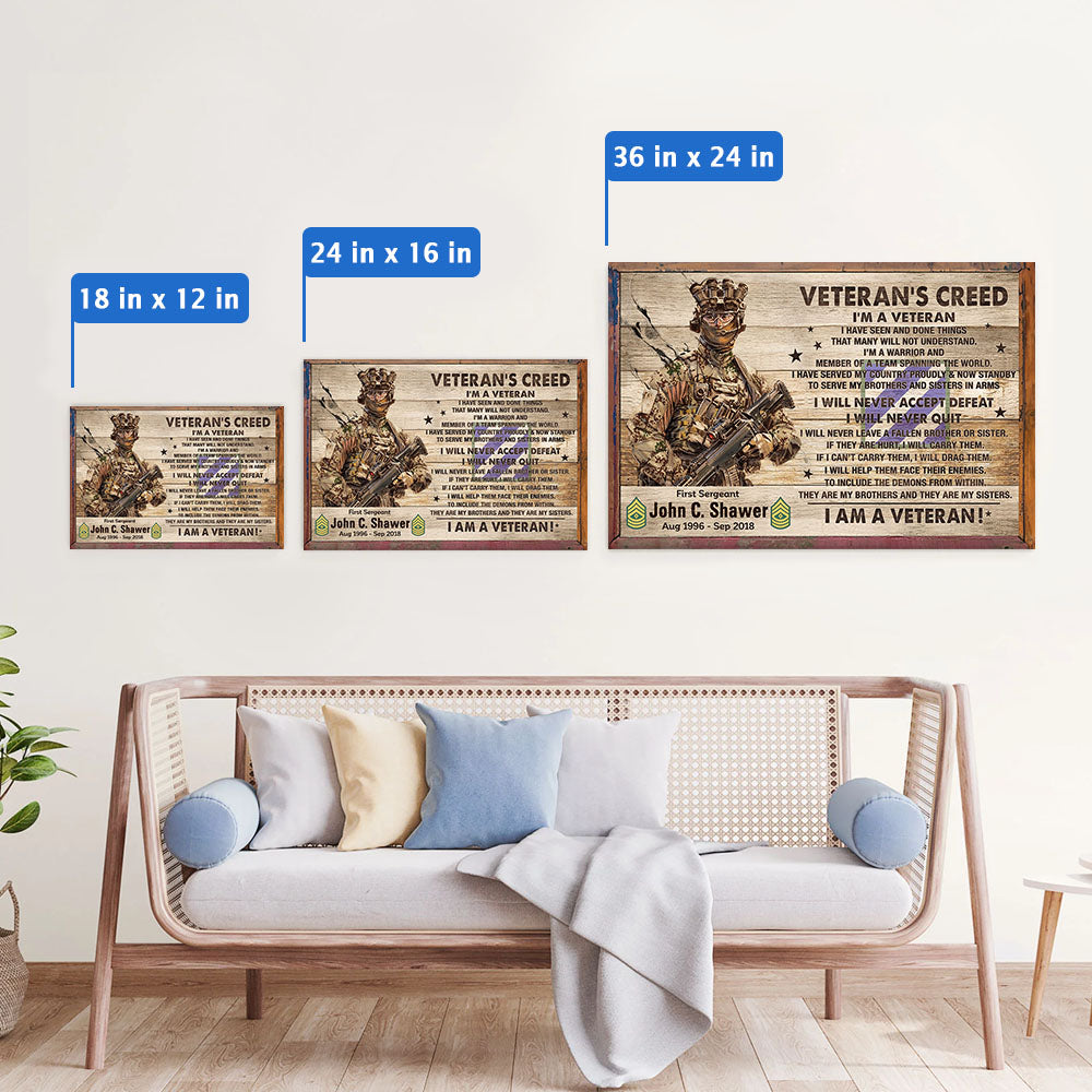 Veteran's Creed Custom Poster Canvas Personalized Gift For Veterans K1702