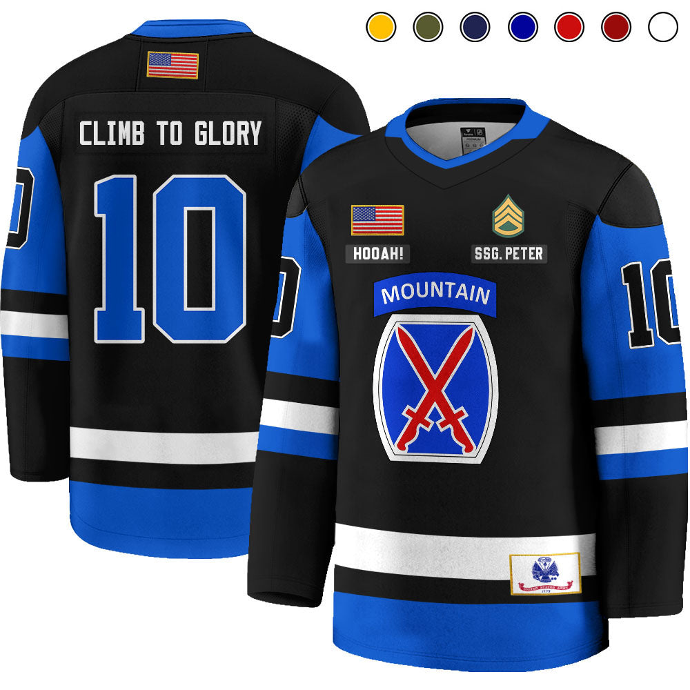 Custom All Branches US Military Hockey Jersey Rank Division Name For Military Retirement Veteran Dad Grandpa K1702