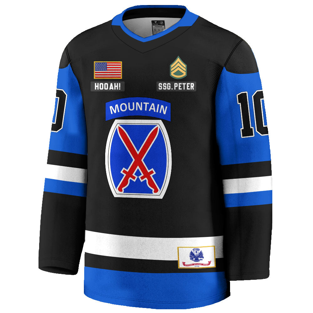 Custom All Branches US Military Hockey Jersey Rank Division Name For Military Retirement Veteran Dad Grandpa K1702