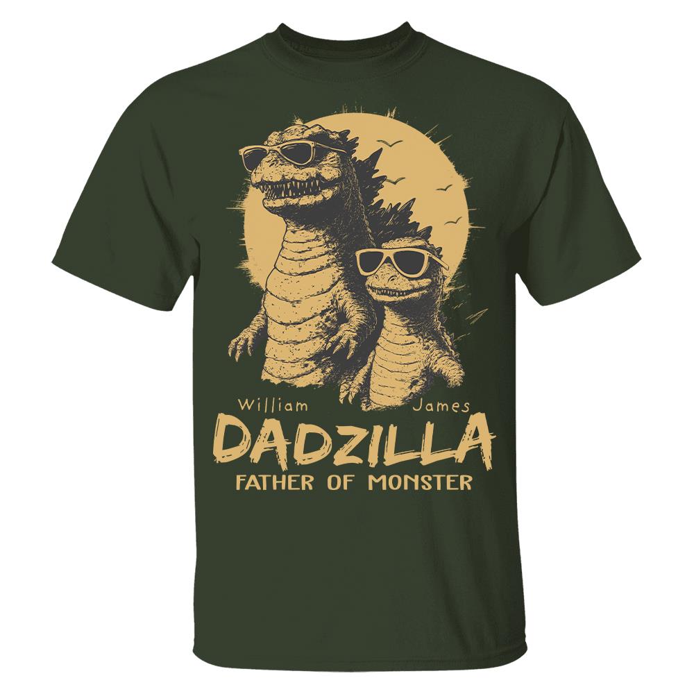 Personalized Dadzilla T-Shirt Father Day Gifts for Dad Funny Papa Tshirt Cool Daddy Dinosaur Tee Hv01