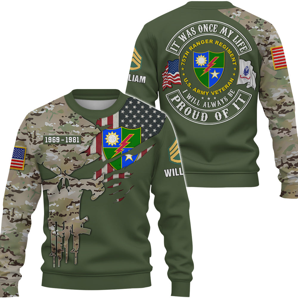 Personalized All Over Print Camouflage Military Shirt It Was Once My Life US Veteran I Will Always Be Proud Of It Gift For Veterans K1702 Trhn