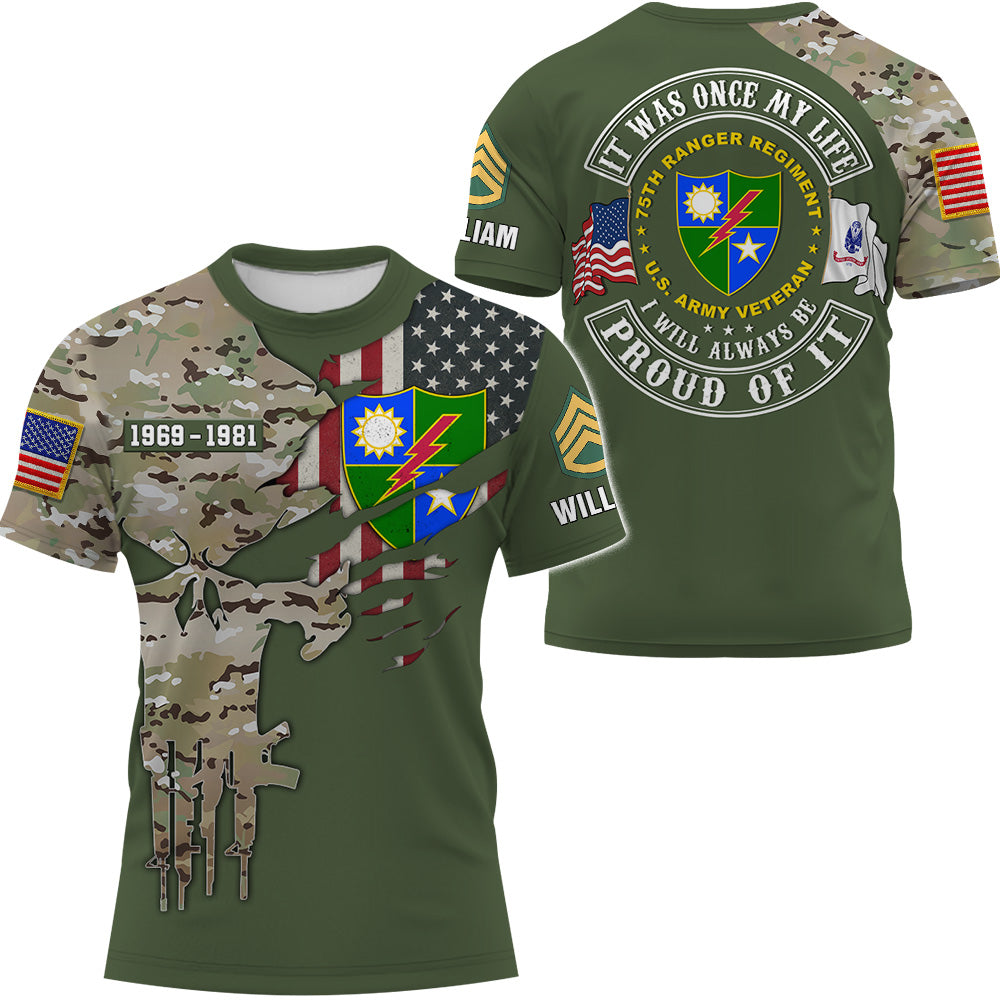 Personalized All Over Print Camouflage Military Shirt It Was Once My Life US Veteran I Will Always Be Proud Of It Gift For Veterans K1702 Trhn