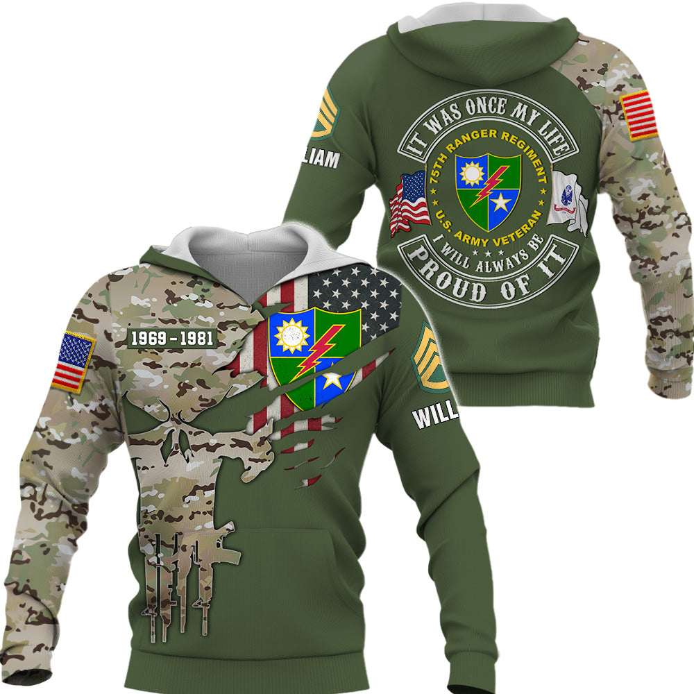 Personalized All Over Print Camouflage Military Shirt It Was Once My Life US Veteran I Will Always Be Proud Of It Gift For Veterans K1702 Trhn