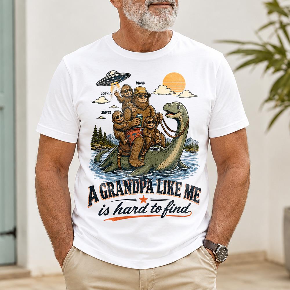Personalized A Grandpa Like Me Is Hard To Find Retro Lake Monster Shirt, Unique Gift for Papa, Dad, Grandpa Hv01