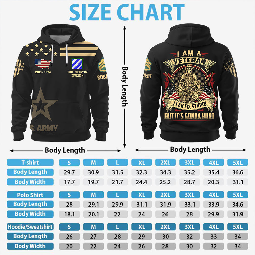 Custom All Over Print Shirt I'm A Veteran I Can Fix Stupid But It's Gonna Hurt Gift For Veterans Military Shirt K1702 Trhn
