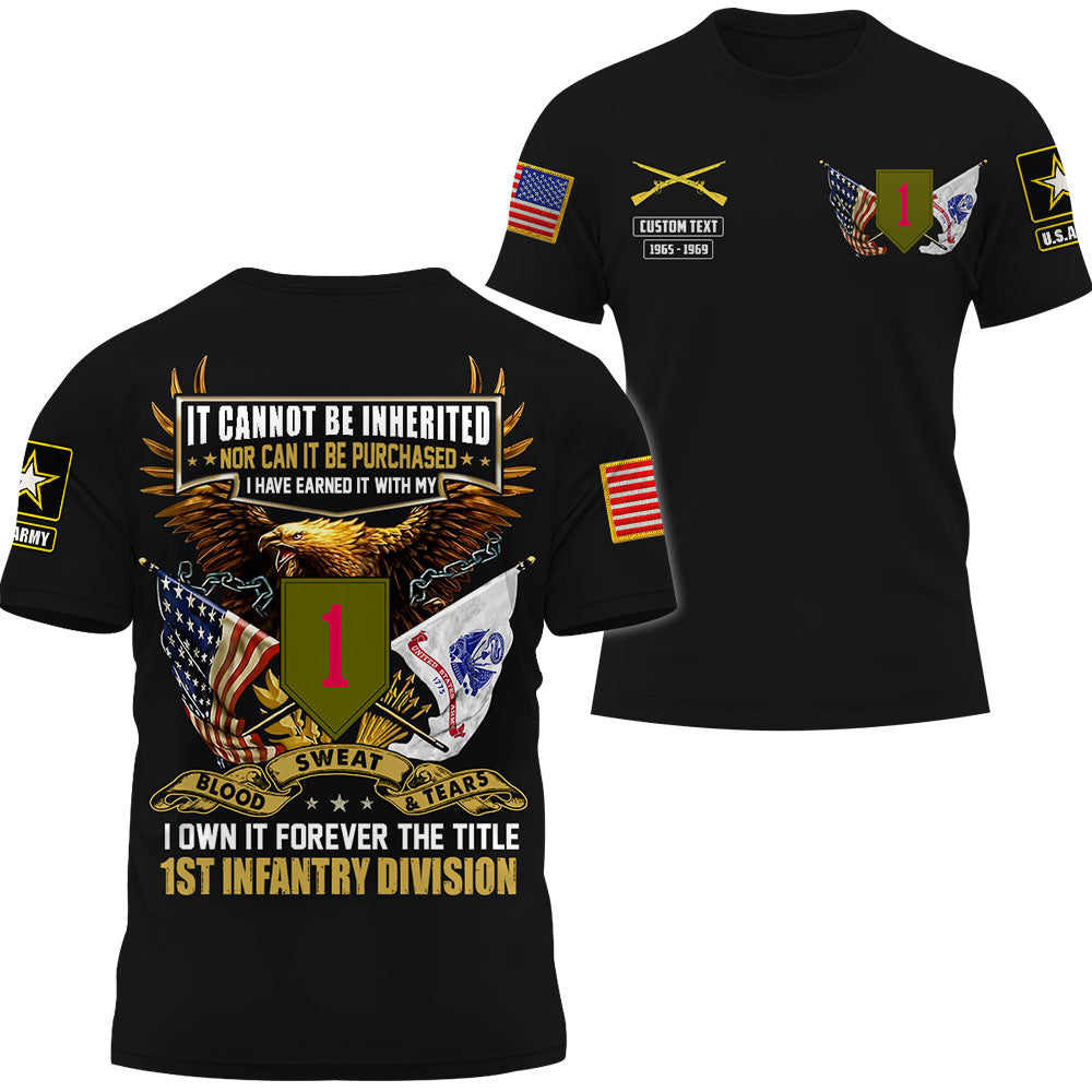 Personalized All Over Print Shirt It Cannot Be Inherited Veteran Custom Unit Patches Rank Veteran K1702