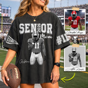 Custom Player Name and Number T-Shirt, Personalized Football Senior Mom Tee, Football Game Day Gift Na02 Hv01