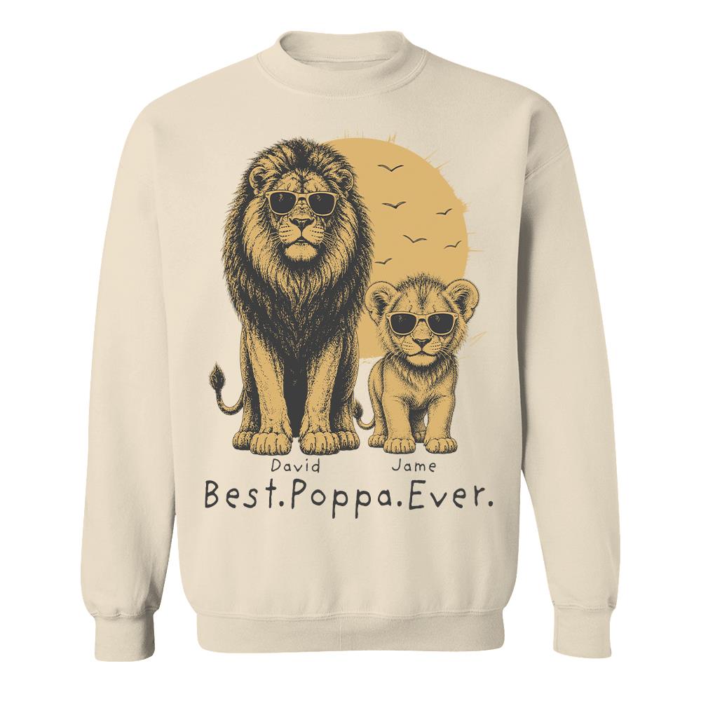 Retro Vintage Lion Dad And Kids Daddy Protector - Personalized Shirt - Cool Father's Day Gift For Dad, Husband Hv01 Vr2