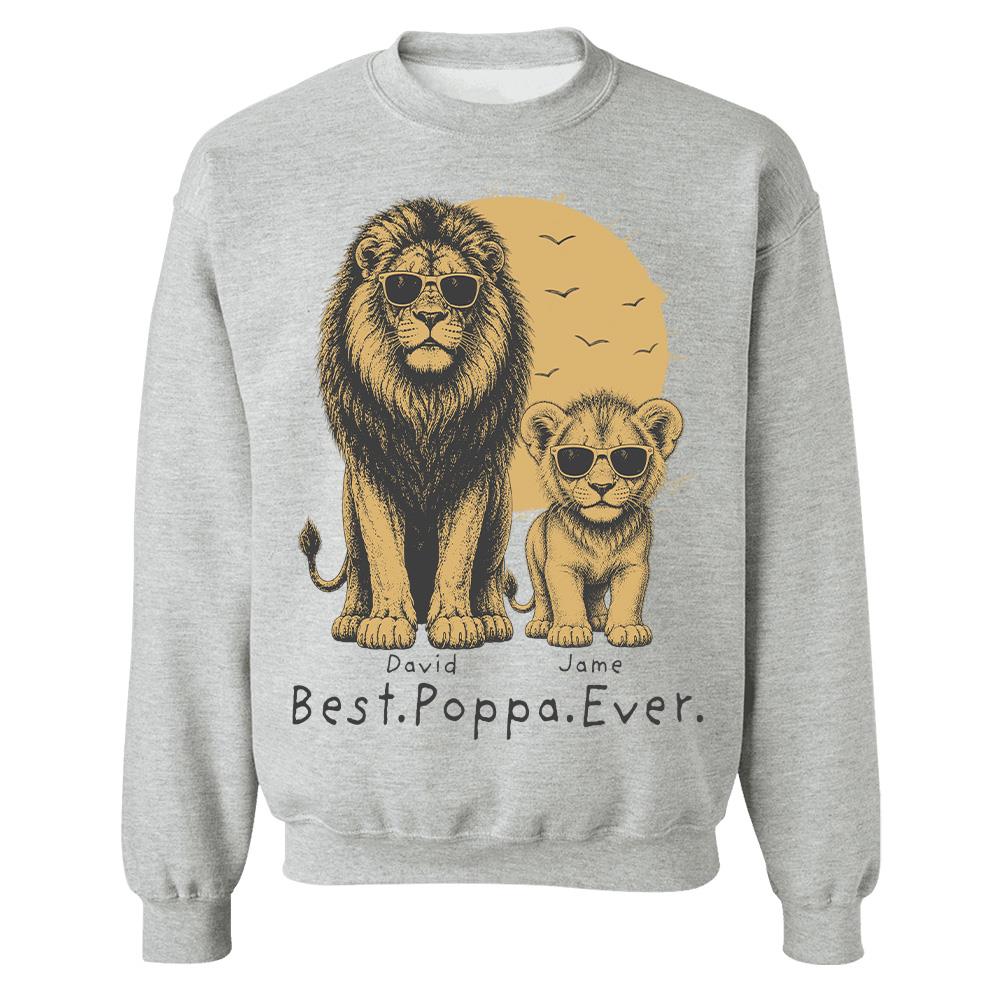 Retro Vintage Lion Dad And Kids Daddy Protector - Personalized Shirt - Cool Father's Day Gift For Dad, Husband Hv01 Vr2