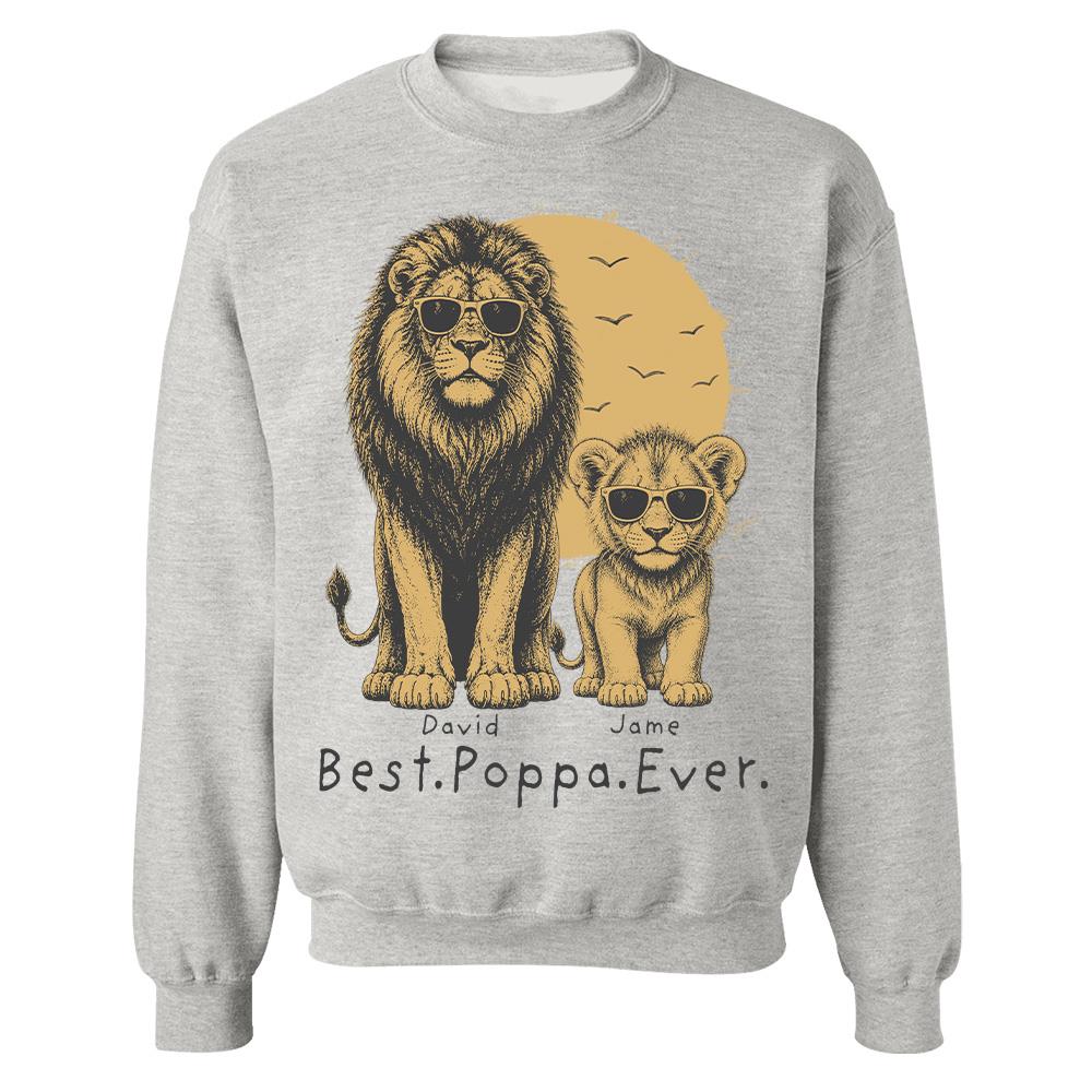 Retro Vintage Lion Dad And Kids Daddy Protector - Personalized Shirt - Cool Father's Day Gift For Dad, Husband Hv01 Vr2