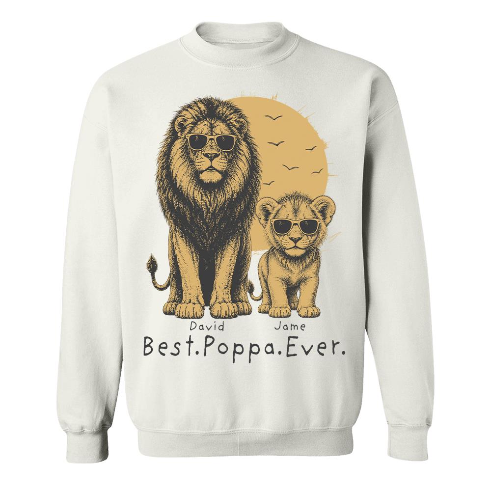 Retro Vintage Lion Dad And Kids Daddy Protector - Personalized Shirt - Cool Father's Day Gift For Dad, Husband Hv01 Vr2