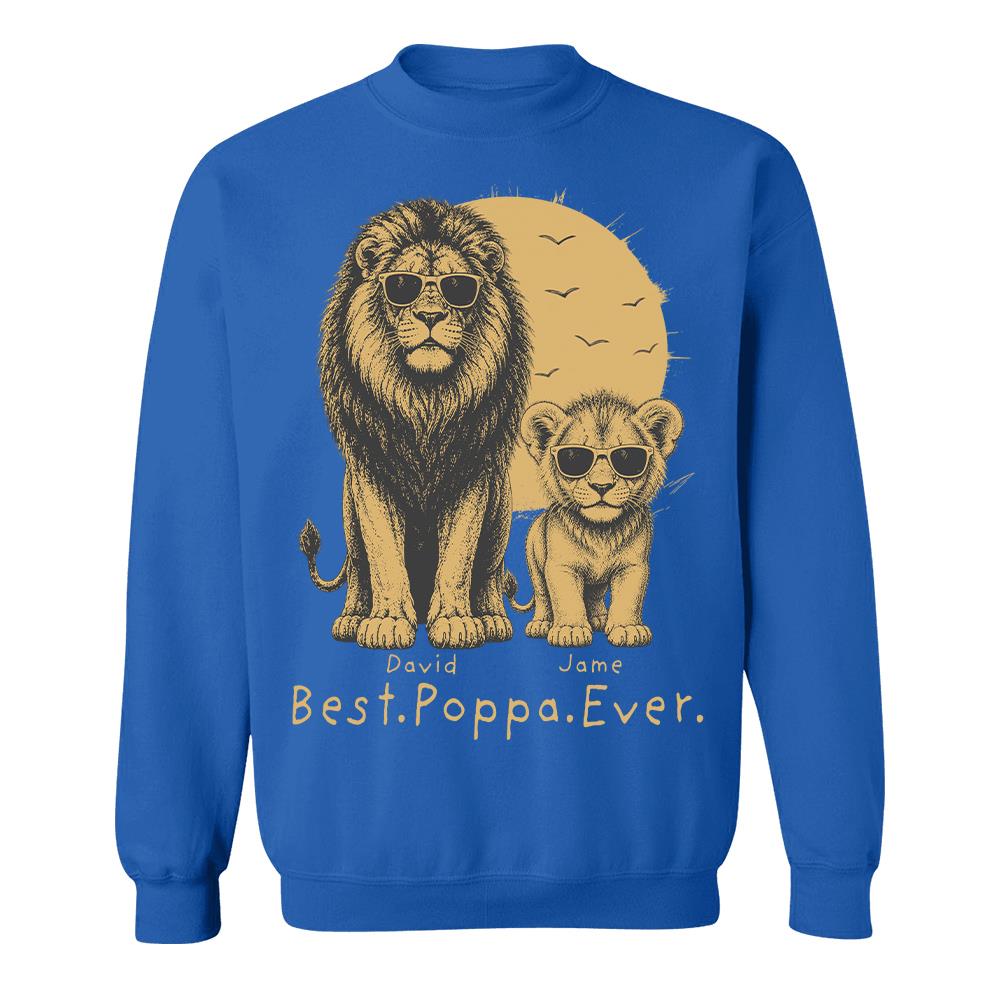 Retro Vintage Lion Dad And Kids Daddy Protector - Personalized Shirt - Cool Father's Day Gift For Dad, Husband Hv01 Vr2