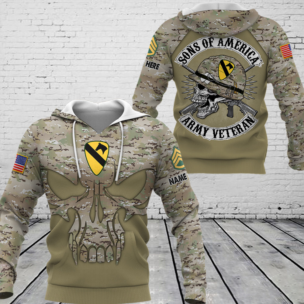 Personalized All Over Print Shirt Skull Sons Of America US Army Veteran Custom Shirt For Soldier Veteran K1702 Trhn